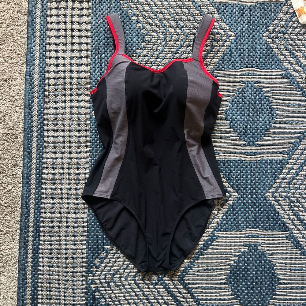 Panache Sport 34F chic colorblock one piece swim minimalist activewear sportwear